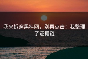 我来拆穿黑料网，别再点击：我整理了证据链