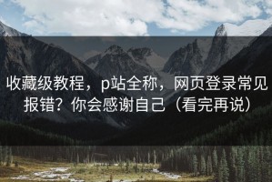 收藏级教程，p站全称，网页登录常见报错？你会感谢自己（看完再说）