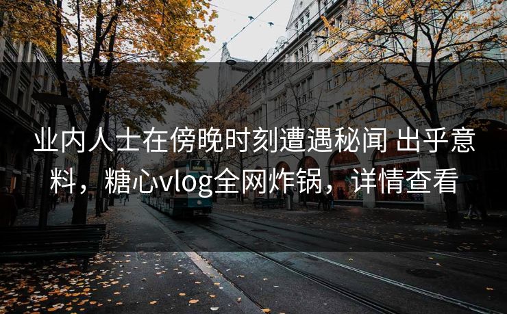 业内人士在傍晚时刻遭遇秘闻 出乎意料，糖心vlog全网炸锅，详情查看